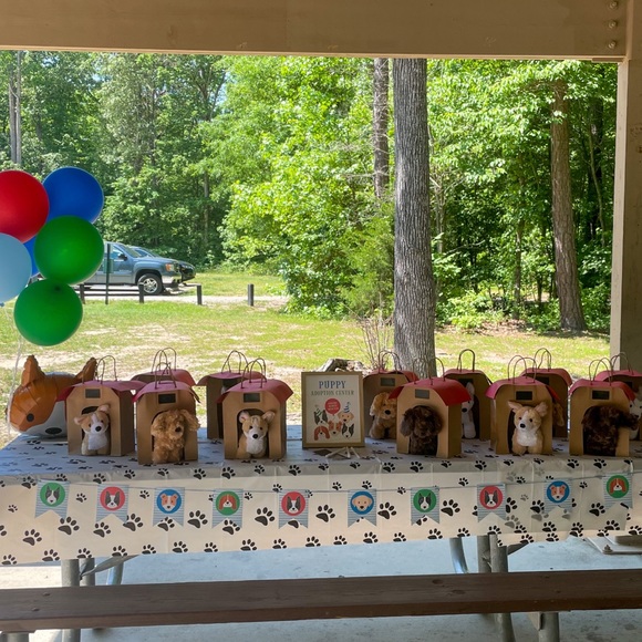 Puppy Themed Birthday Party Decor in colors light blue, blue, green, and red. - Picture 6 of 6